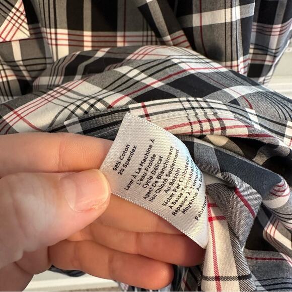 Talbots Black Red Plaid Wrinkle Resistant Long Sleeve Top 20W - Picture 8 of 9